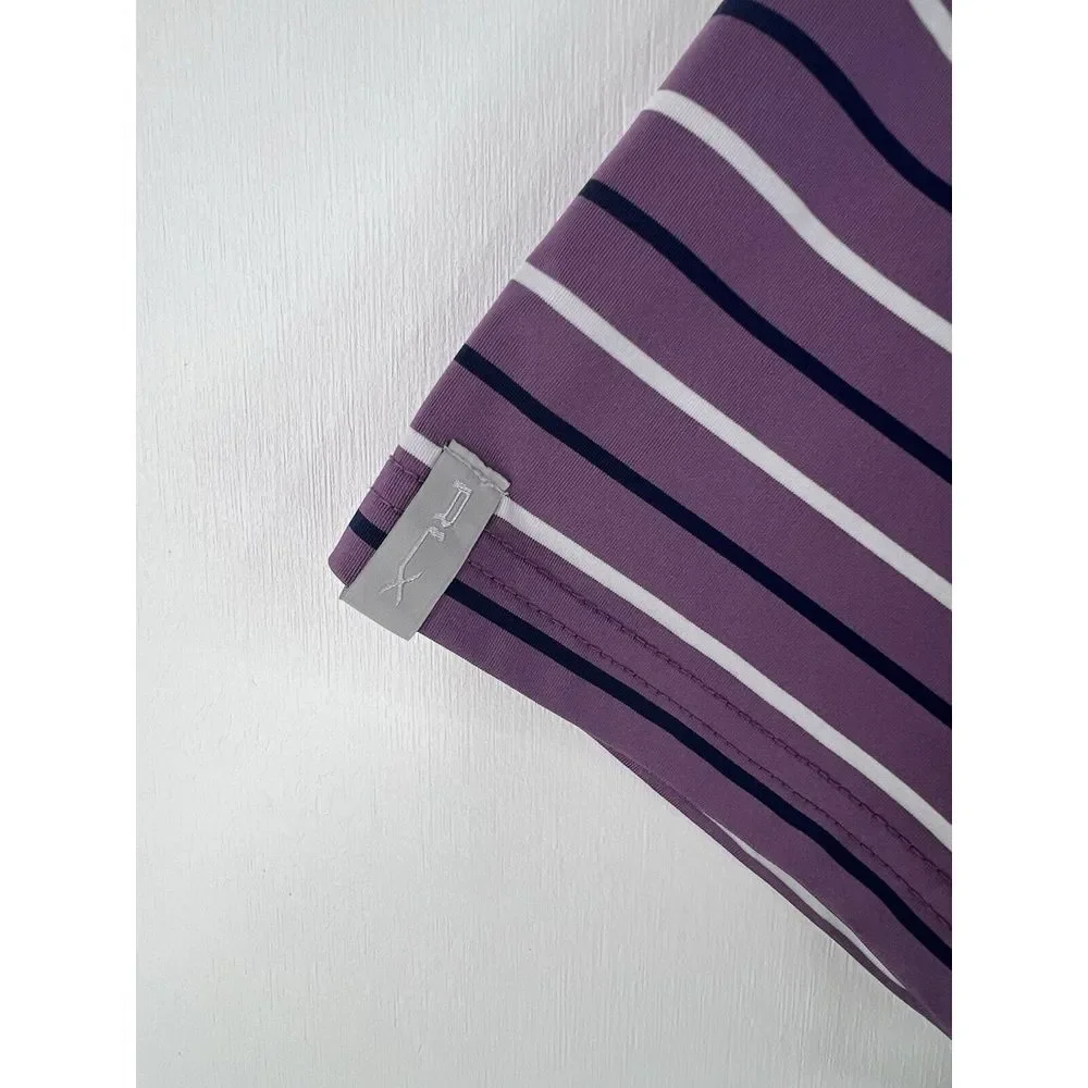 RLX Ralph Lauren Polo‎ Shirt L Purple Striped Performance Barton Creek Golf Mens